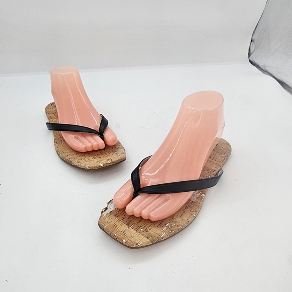 Korks Winnie Flat Flip Flop Sandals Black/Cork Women’s Size 8 Preowned - Picture 9 of 16